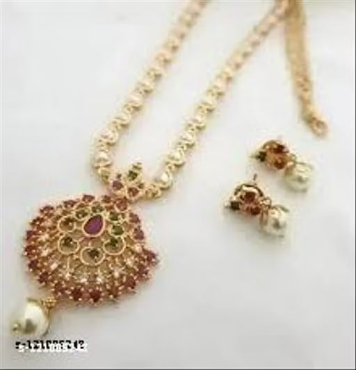 Gold Plated Pearl Detail Necklace and Earring Set
