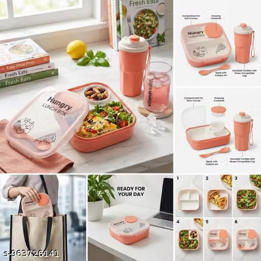 800ml Plastic Lunch Box with 400ml Water Bottle Combo