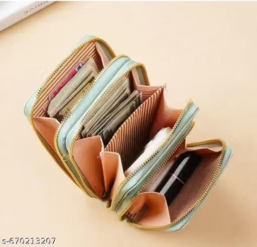 Quilted PU Leather Three-Compartment Sling Wallet