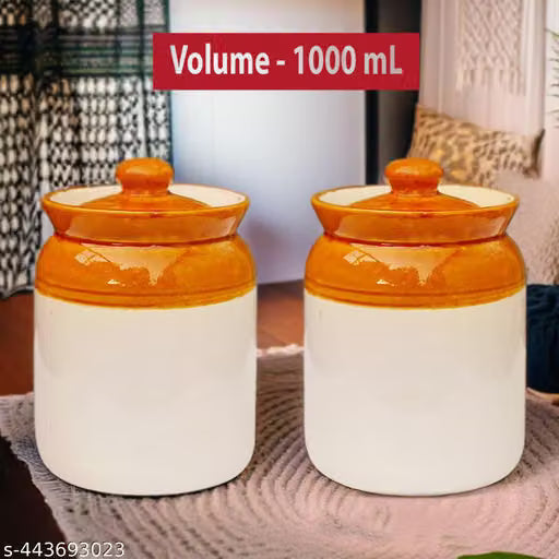 1000 ml Ceramic Pickle Jar for Achar and Food Storage