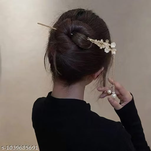 Pearl Embellished Chinese Flower Hair Stick