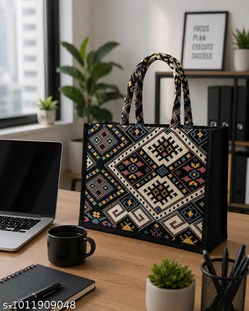 Printed Women's Printed Multipurpose Tote Bag Jute Tote Handbag
