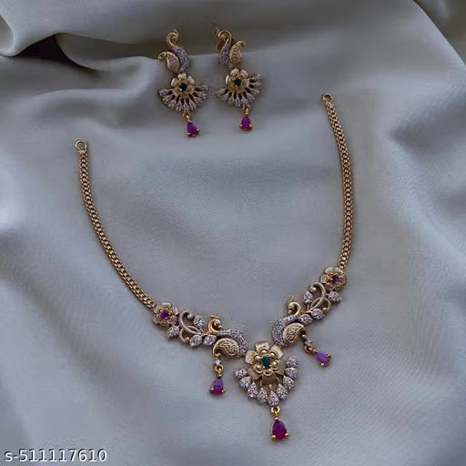 Gold Plated Traditional Stone Choker Necklace Set