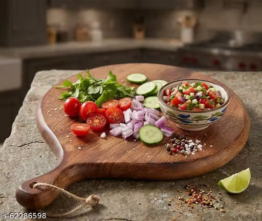 Round Wooden Kitchen Chopping and Serving Board