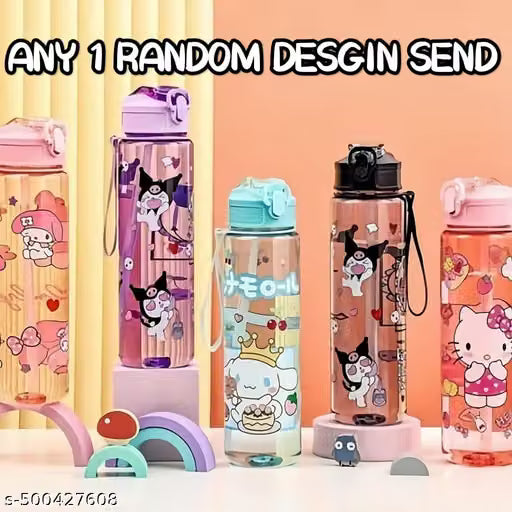 500ml Cute Cartoon Kids Water Bottle with Straw