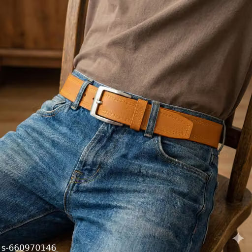 Men Casual Canvas and Leather Look Belt