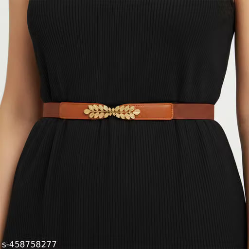 Women Camel Leaf Design Stretch Waist Belt