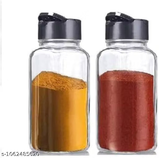 Set of 12 Square Glass Spice Jars with Shaker Lids