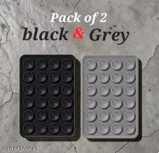 Grey and Black Silicone Suction Phone Grip Set of 2