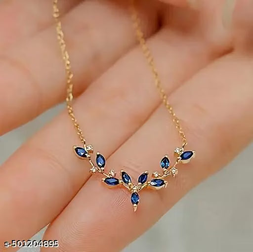 Blue Stone Gold Plated Pendant Necklace