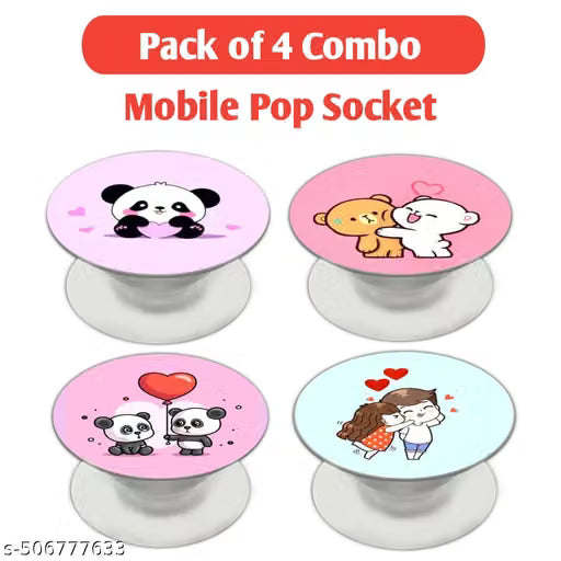Cute Cartoon Pop Socket Phone Grip Set of 4