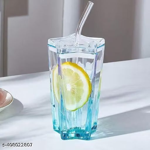 300ml Star-Shaped Gradient Glass with Lid and Straw