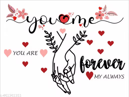 Artistic Decal Beautiful You and Me Couple Wall Sticker for Living Room, Bedroom, Kids Room, Big size sticker, 3D sticker