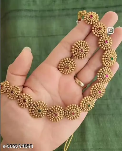 Gold Plated Princess Stone Necklace Set