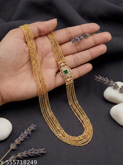 One Gram Gold Micro Plated Six Line Chain Necklace