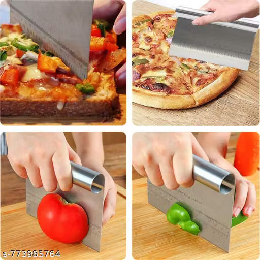 Stainless Steel Bench Scraper and Dough Cutter with Measurement Scale