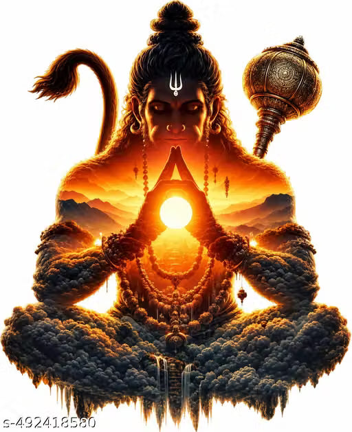 Anabia Fashion hanuman Religious Self Adhesive New Modern Art & Trendy Wall Stickers for Living Room, Bedroom and Home Decoration