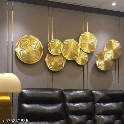 Gold Metal Decorative Wall Plates Set of 8