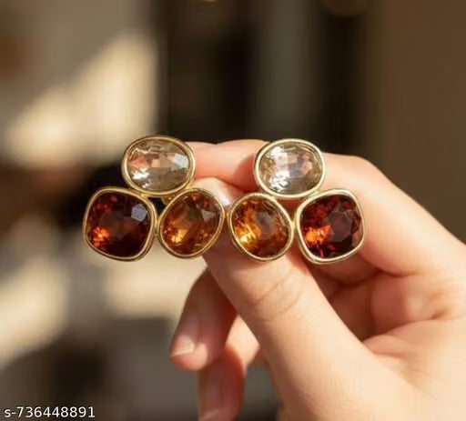 Gold Plated Cubic Crystal Stud Earrings