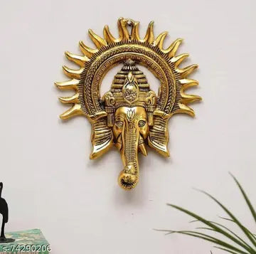 Golden Ganesha Sun Wall Hanging
