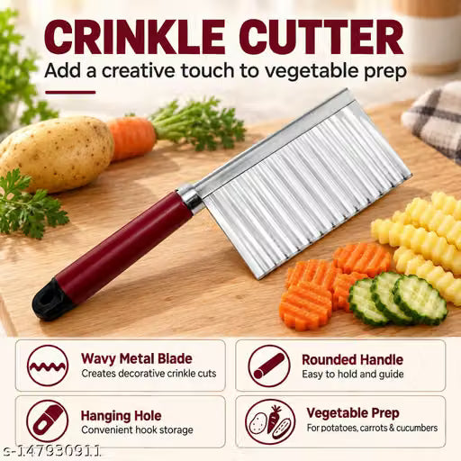 Stainless Steel Crinkle-Cut Knife for Potatoes and Vegetables