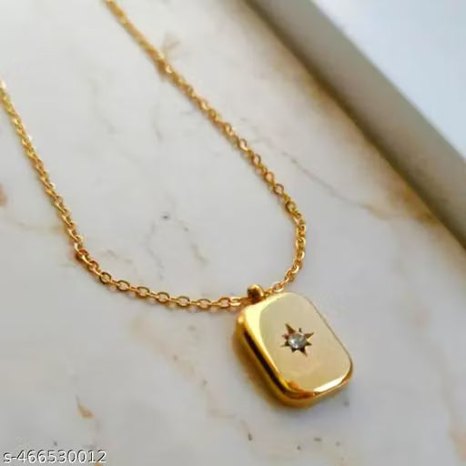 Gold Tone Stainless Steel Pendant Chain Necklace