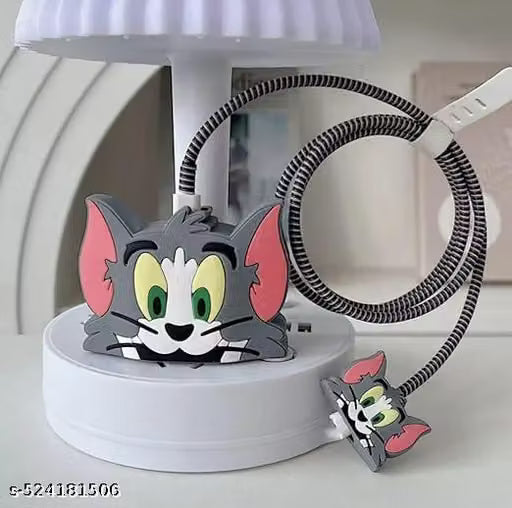 Tom Cartoon 3D iPhone 20W Charger and Cable Protector Cover