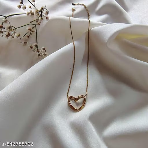 Hollow Heart Gold Plated Pendant Necklace