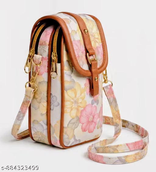 Pastel Floral Printed Crossbody Sling Bag with Dual Compartments