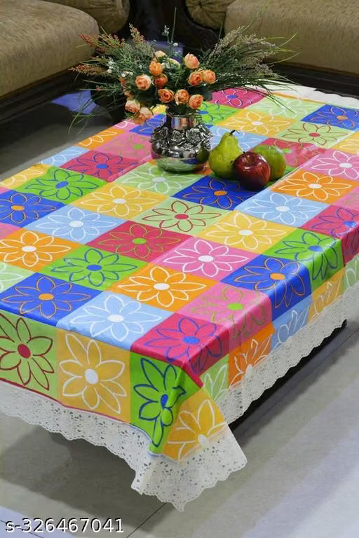 Rangoli Print Wooden Dining Table Cover, 40 x 60 Inch