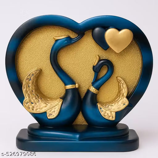 Swan Couple Figurine with Heart Base