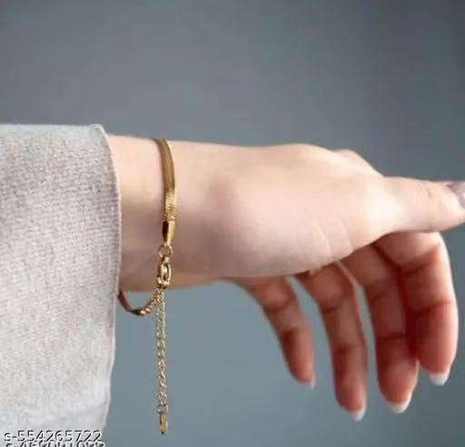Snake Chain Bracelet and Necklace Set in Gold Tone