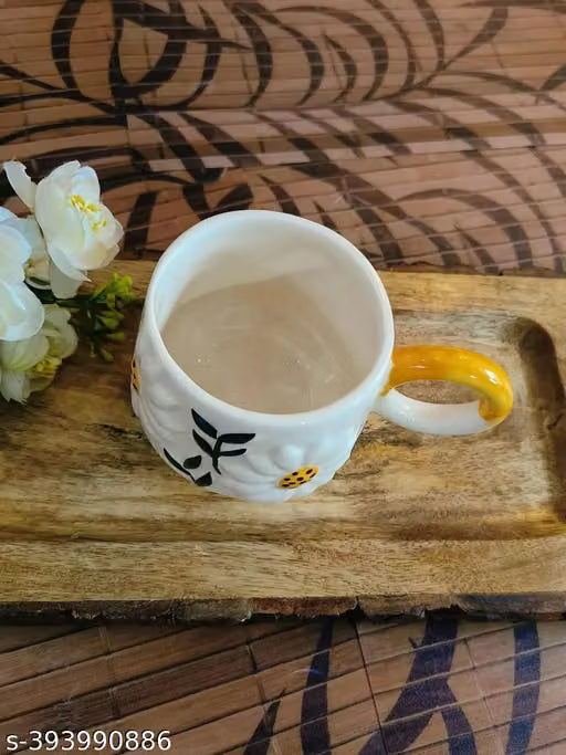 Mustard Yellow Daisy Design Ceramic Mug