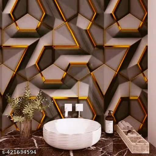 AZURE DECORS BROWN LASER STRINGS SELF ADHESIVE WALLPAPER 200 X 45 CM - 9 SQFT APPROX