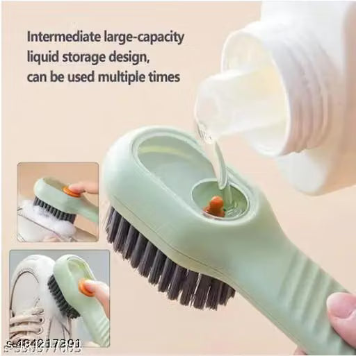 Long-Handle Liquid-Dispensing Soft Cleaning Brush