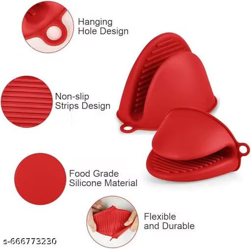 Set of 2 Silicone Heat-Resistant Cooking and Baking Gloves