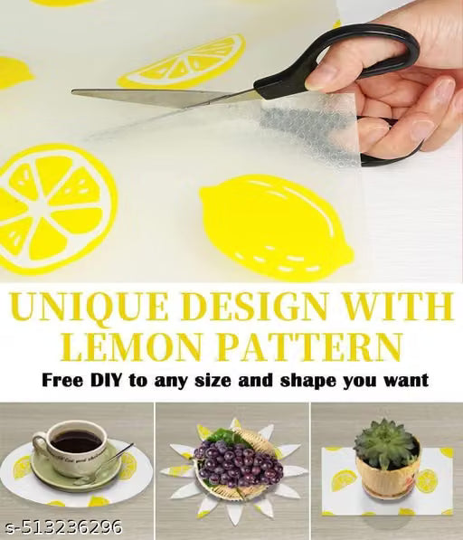Lemon Print Anti-Slip Cabinet and Shelf Liner, 45 x 160 cm