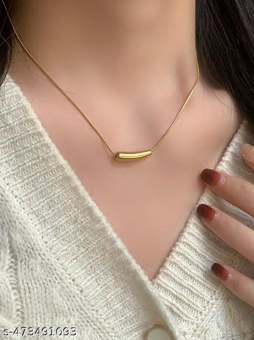 Gold Tone Contemporary Everyday Pendant Necklace