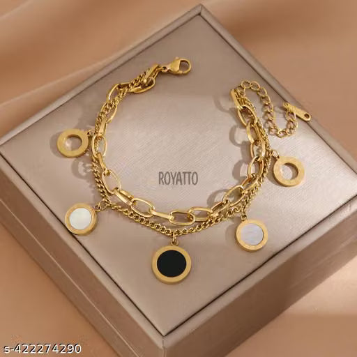 Black and White Roman Numeral Double Layer Bracelet
