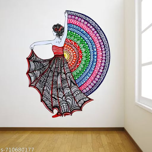 Elegant Dancing Girl Mandala Wall Sticker