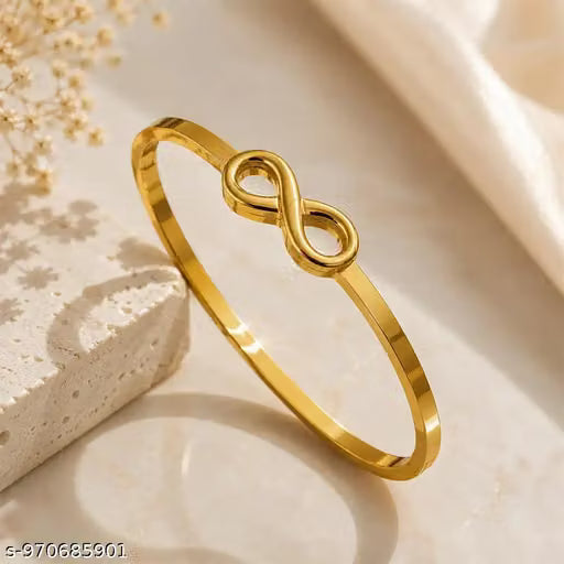 Gold Infinity Open Cuff Bracelet in Stainless Steel
