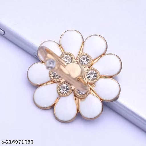 White Flower Glitter Diamond Phone Ring Holder