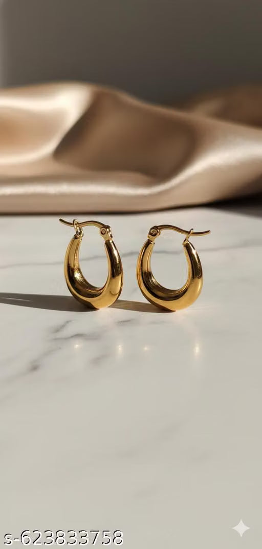 Gold Plated Chunky Hoop Earrings