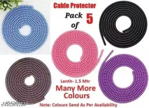5-Piece 1.5-Metre Triple-Colour Spiral Cable Protector Set