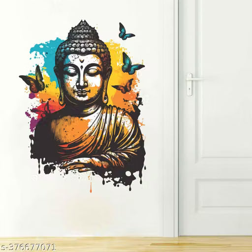 Wall Attraction Colorful Buddha Wall sticker & Mural sticker for wall Size - 45x58cm