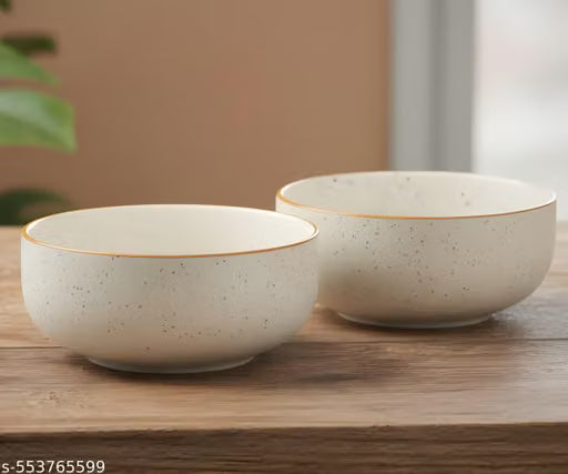 Rustic Speckled Ceramic Serving Bowls, Matte Finish, Set of 2