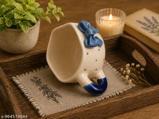 Blue Bow Design Artisan Ceramic Mug