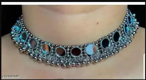 Silver Oxidised Traditional Statement Necklace