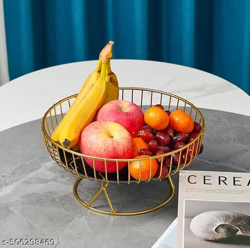 Golden Fruit and Vegetable Bowl with Stand