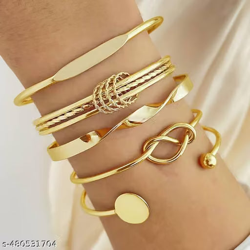 Twisted Gold Open Cuff Bangle Bracelet